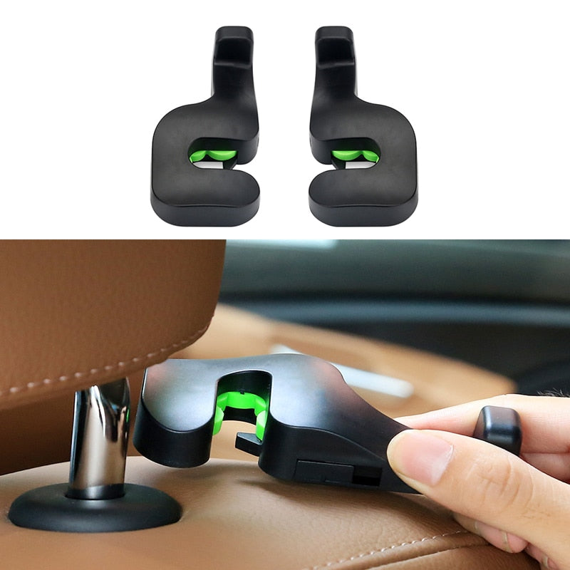 2PCS Car Headrest Hook Seat Back Hanger for Bag Handbag Purse Grocery Cloth Portable Multifunction Clips Car Styling