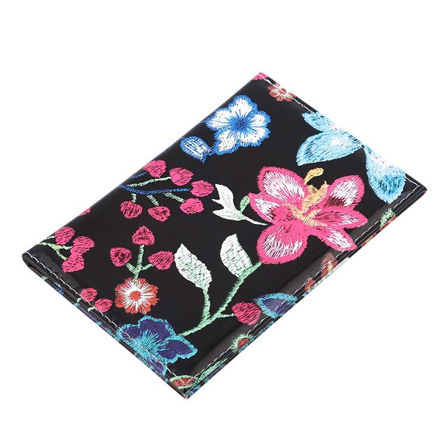 Vintage Embroidered Flower Passport Case