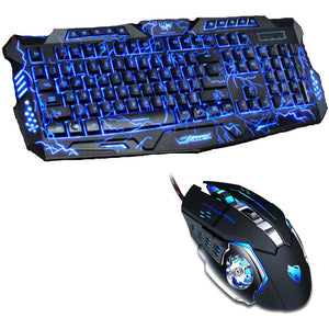 New Tri-color Backlight Pro Gamer Keyboard Gaming Keyboard 6 Buttons 3200 DPI Mechanical LED Backlight Pro Gaming Mouse