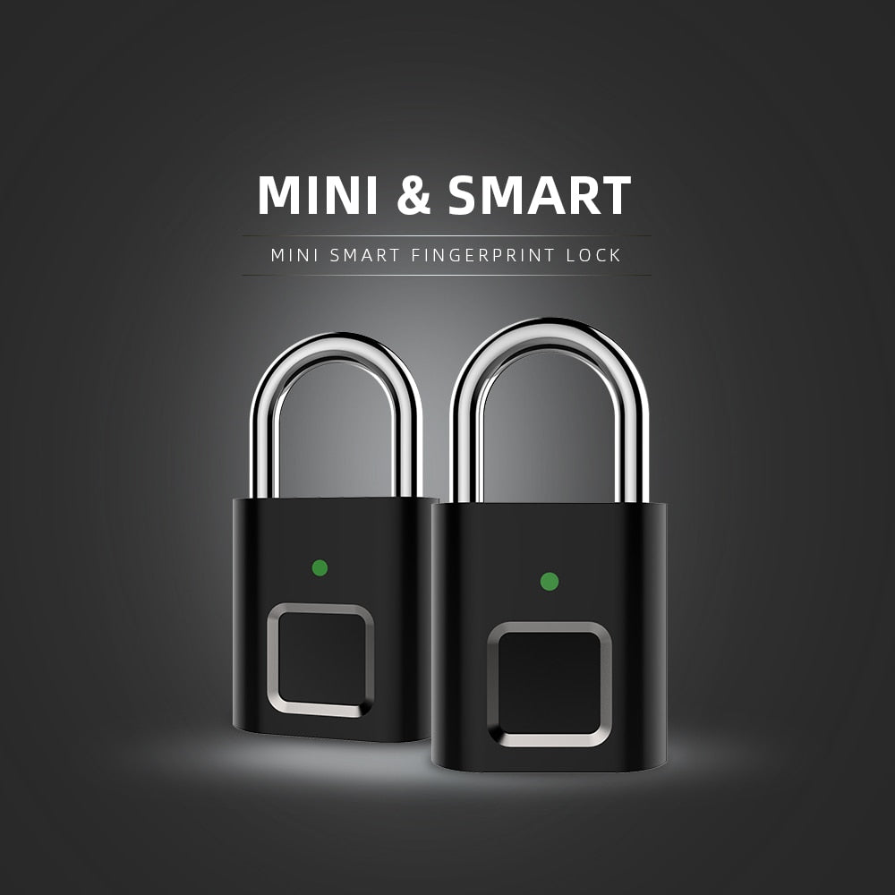 Mini Unlock Rechargeable Smart Lock Keyless Fingerprint Lock Anti-Theft Security Padlock Door Luggage Lock small box