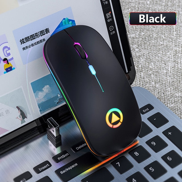 Wireless Mouse Rechargeable Silent Mouse 2.4GHz USB Optical Ergonomic Mice LED Backlight Game Gaming Mouse For PC Laptop Gamer