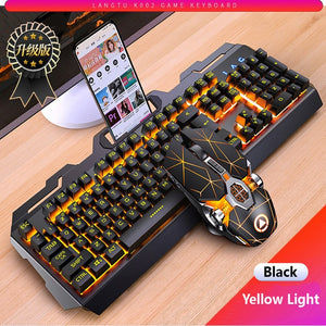 Cool Wired Gaming Keyboard 104 Key Backlit Keyboards Mouse Combo Metal Gamer Keyboard Russian Stickers For PC Desktop