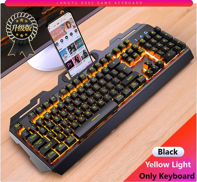 Cool Wired Gaming Keyboard 104 Key Backlit Keyboards Mouse Combo Metal Gamer Keyboard Russian Stickers For PC Desktop