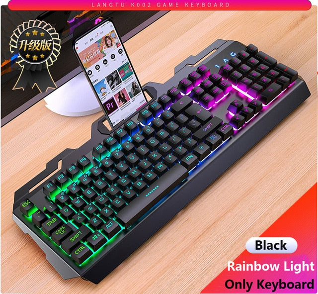 Cool Wired Gaming Keyboard 104 Key Backlit Keyboards Mouse Combo Metal Gamer Keyboard Russian Stickers For PC Desktop