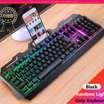 Cool Wired Gaming Keyboard 104 Key Backlit Keyboards Mouse Combo Metal Gamer Keyboard Russian Stickers For PC Desktop