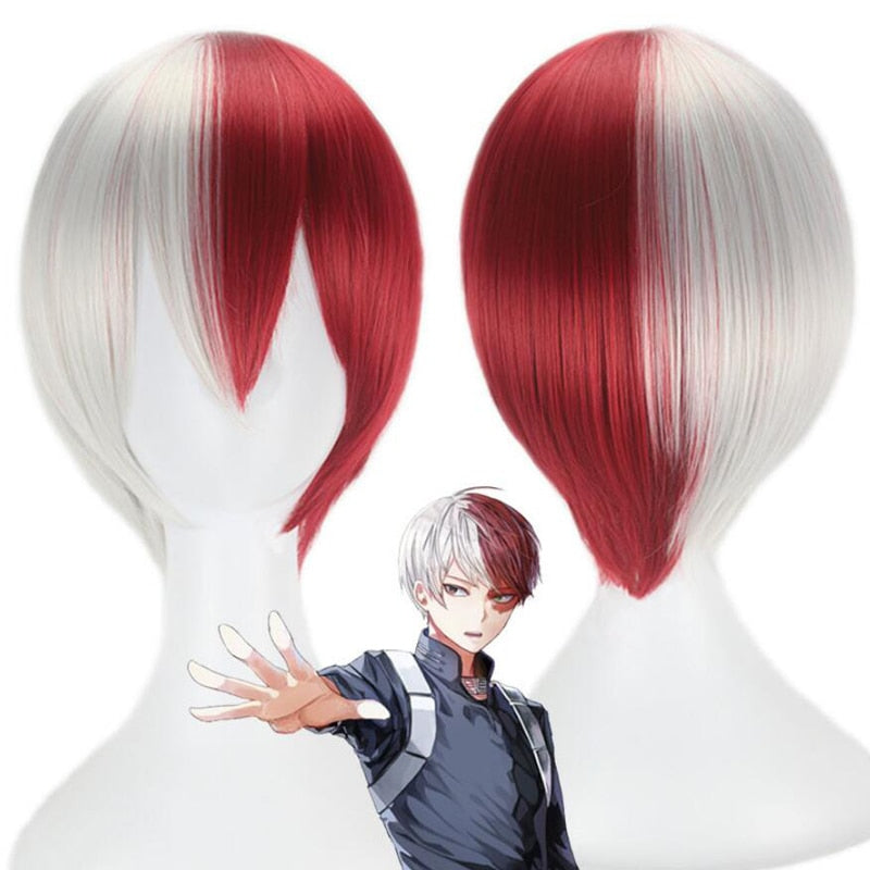 Hero Academia Boku White And Red Head Costume Wig Accessories