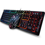 Purple/Blue/Red Rainbow LED Backlit Keys Gaming Keyboard Mechanical Feeling Keyboard Pro Gaming Keyboard and Mouse