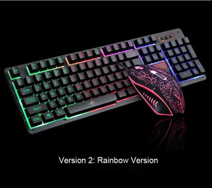 Purple/Blue/Red Rainbow LED Backlit Keys Gaming Keyboard Mechanical Feeling Keyboard Pro Gaming Keyboard and Mouse