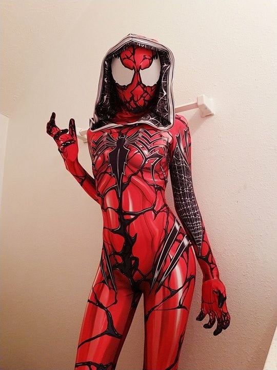 Carnage Gwen Spider Girl Cosplay Costume 3D Print Spandex Superhero Bodysuit for woman/kids